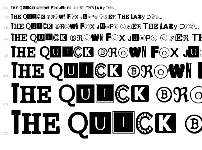 Yet Another Ransom Note font waterfall